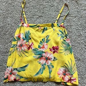 yellow floral hollister tank